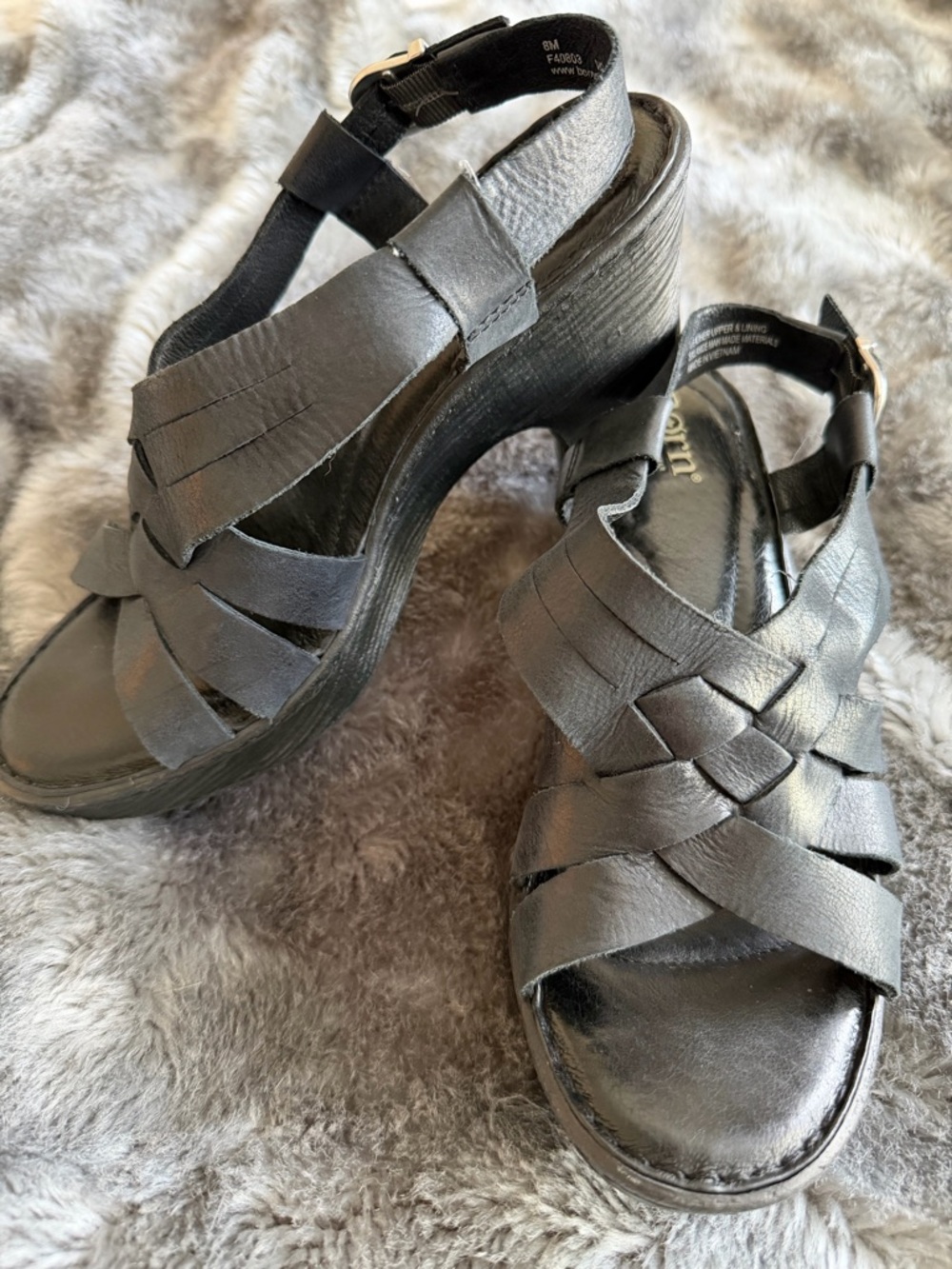 Born black leather sandals